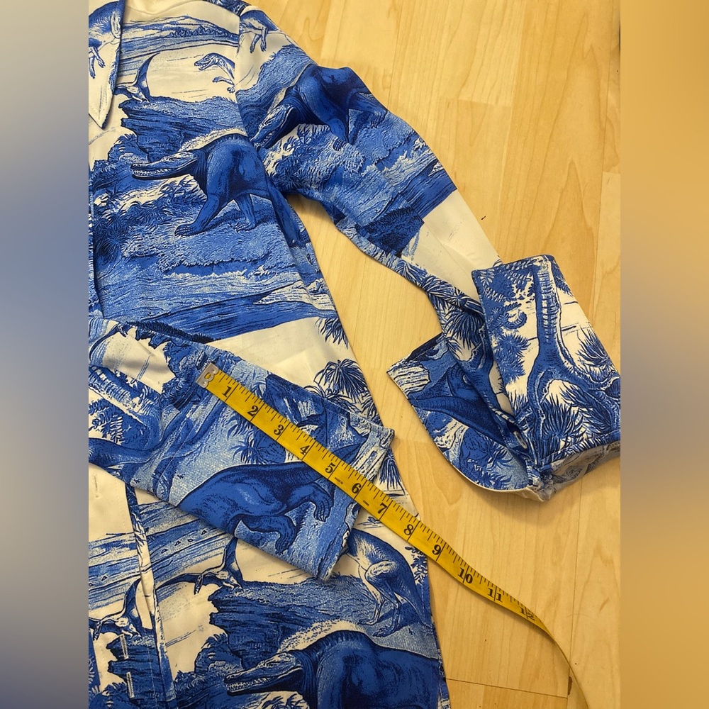 Ellery silk Blue and White Dinosaur Print Shirt - Picture 8 of 16